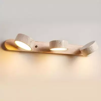 Benjamin Rustic Adjustable Travertine Wood Led Vanity Sconce Benjamin Rustic Adjustable Travertine Wood Led Vanity Sconce