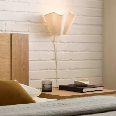 Charlotte Farmhouse Ivory Linen Scalloped Sconce Charlotte Farmhouse Ivory Linen Scalloped Sconce