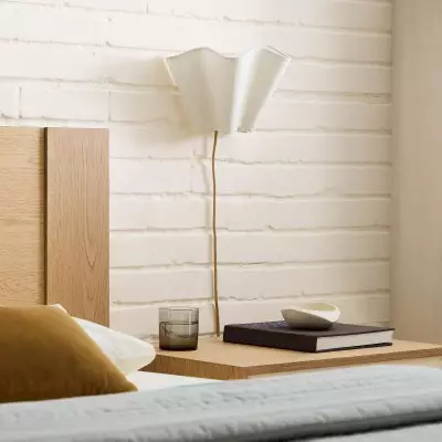 Charlotte Farmhouse Ivory Linen Scalloped Sconce Charlotte Farmhouse Ivory Linen Scalloped Sconce