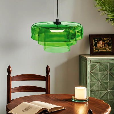 Zaire Bowl Shaped Layer Stained Glass Pendant Light Zaire Bowl Shaped Layer Stained Glass Pendant Light