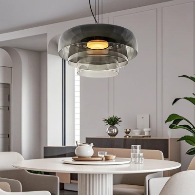 Zaire Bowl Shaped Layer Stained Glass Pendant Light Zaire Bowl Shaped Layer Stained Glass Pendant Light