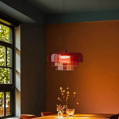 Zaire Bowl Shaped Layer Stained Glass Pendant Light Zaire Bowl Shaped Layer Stained Glass Pendant Light
