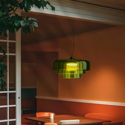Zaire Bowl Shaped Layer Stained Glass Pendant Light Zaire Bowl Shaped Layer Stained Glass Pendant Light