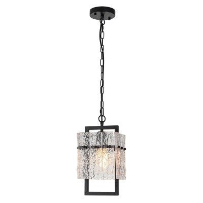 Georgeann Black Water Ripple Glass Rectangle Pendant Light Georgeann Black Water Ripple Glass Rectangle Pendant Light