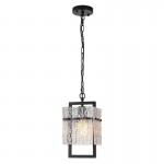 Georgeann Black Water Ripple Glass Rectangle Pendant Light Georgeann Black Water Ripple Glass Rectangle Pendant Light
