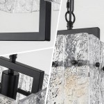 Georgeann Black Water Ripple Glass Rectangle Pendant Light Georgeann Black Water Ripple Glass Rectangle Pendant Light
