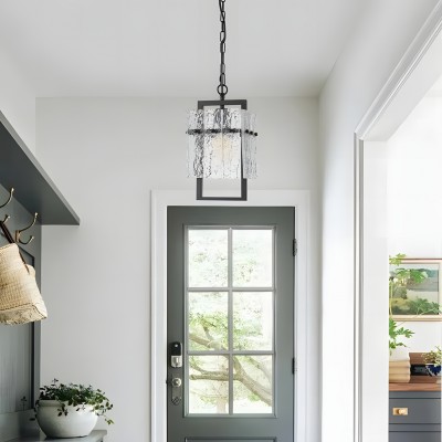 Georgeann Black Water Ripple Glass Rectangle Pendant Light Georgeann Black Water Ripple Glass Rectangle Pendant Light