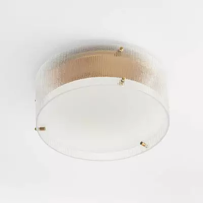 Gregory Rustic Brass Fluted Glass Round Flush Mount Ceiling Light Gregory Rustic Brass Fluted Glass Round Flush Mount Ceiling Light