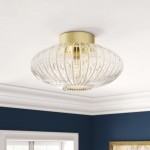 Ewan Modern Ribbed Glass Flush Mount Ceiling Light Ewan Modern Ribbed Glass Flush Mount Ceiling Light