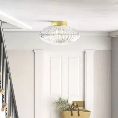 Ewan Modern Ribbed Glass Flush Mount Ceiling Light Ewan Modern Ribbed Glass Flush Mount Ceiling Light