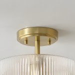 Finnda Farmhouse Ribbed Glass Semi Flush Ceiling