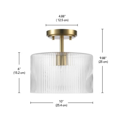 Finnda Farmhouse Ribbed Glass Semi Flush Ceiling
