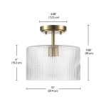 Finnda Farmhouse Ribbed Glass Semi Flush Ceiling