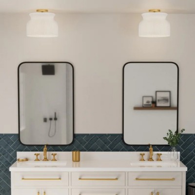 Jovie Vintage Ribbed Glass Semi-Flush Mount Jovie Vintage Ribbed Glass Semi-Flush Mount