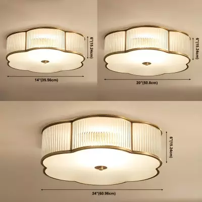 Marcela Traditional Brass Flower Ribbed Glass Ceiling Light Marcela Traditional Brass Flower Ribbed Glass Ceiling Light