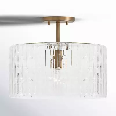 Oliverio Farmhouse Embossed Seeded Glass Ceiling Light Oliverio Farmhouse Embossed Seeded Glass Ceiling Light