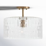 Oliverio Farmhouse Embossed Seeded Glass Ceiling Light Oliverio Farmhouse Embossed Seeded Glass Ceiling Light