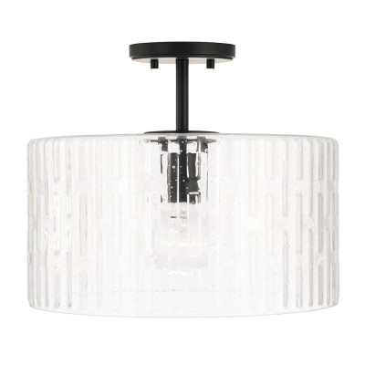Oliverio Farmhouse Embossed Seeded Glass Ceiling Light Oliverio Farmhouse Embossed Seeded Glass Ceiling Light