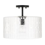 Oliverio Farmhouse Embossed Seeded Glass Ceiling Light Oliverio Farmhouse Embossed Seeded Glass Ceiling Light