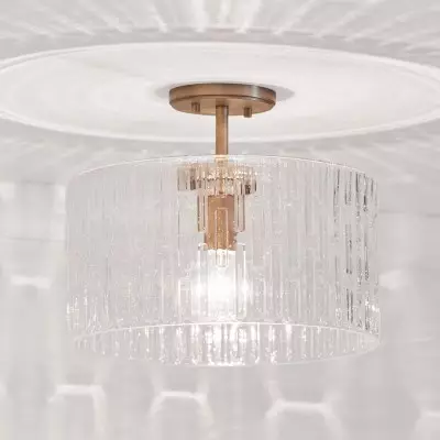 Oliverio Farmhouse Embossed Seeded Glass Ceiling Light Oliverio Farmhouse Embossed Seeded Glass Ceiling Light