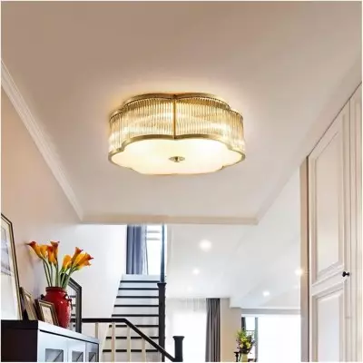 Marcela Traditional Brass Flower Ribbed Glass Ceiling Light Marcela Traditional Brass Flower Ribbed Glass Ceiling Light