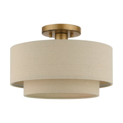 Isla Modern Drum Linen Blend Semi Flush Mount