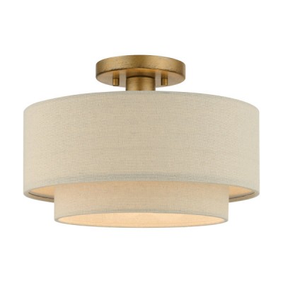 Isla Modern Drum Linen Blend Semi Flush Mount