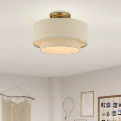 Isla Modern Drum Linen Blend Semi Flush Mount