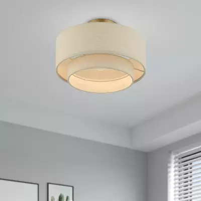 Isla Modern Drum Linen Blend Semi Flush Mount