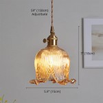 Fawen Retro Floral  Ribbed Glass Shade Pendant Light Fawen Retro Floral  Ribbed Glass Shade Pendant Light