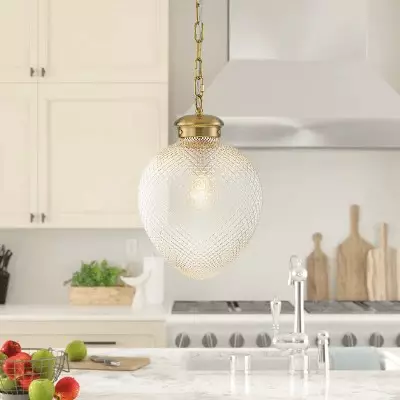 Greta Vintage Diamond Textured Teardrop Glass Pendant Light Greta Vintage Diamond Textured Teardrop Glass Pendant Light