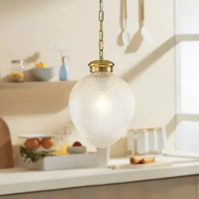 Greta Vintage Diamond Textured Teardrop Glass Pendant Light Greta Vintage Diamond Textured Teardrop Glass Pendant Light