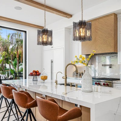 Maven Modern Wavy Textured Smoked Glass Pendant Light