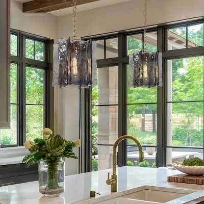 Maven Modern Wavy Textured Smoked Glass Pendant Light