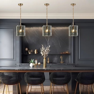 Maven Modern Wavy Textured Smoked Glass Pendant Light