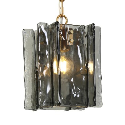 Maven Modern Wavy Textured Smoked Glass Pendant Light