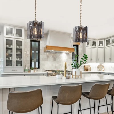 Maven Modern Wavy Textured Smoked Glass Pendant Light