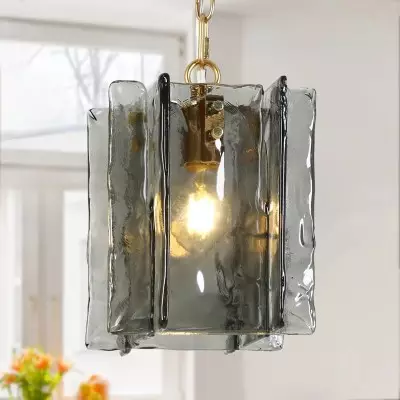 Maven Modern Wavy Textured Smoked Glass Pendant Light Maven Modern Wavy Textured Smoked Glass Pendant Light