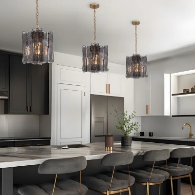 Maven Modern Wavy Textured Smoked Glass Pendant Light