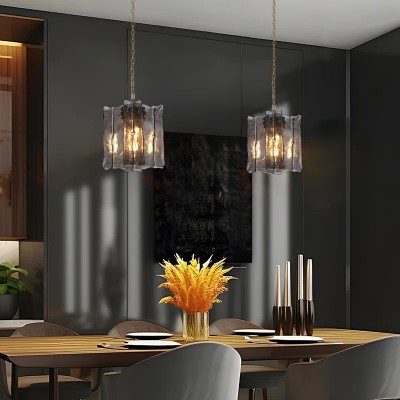 Maven Modern Wavy Textured Smoked Glass Pendant Light