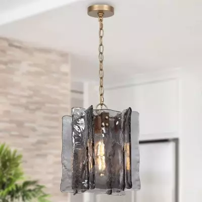 Maven Modern Wavy Textured Smoked Glass Pendant Light Maven Modern Wavy Textured Smoked Glass Pendant Light