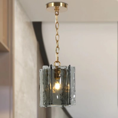 Maven Modern Wavy Textured Smoked Glass Pendant Light