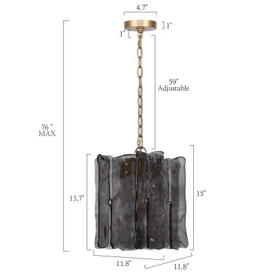 Maven Modern Wavy Textured Smoked Glass Pendant Light