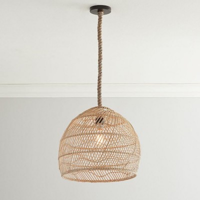 Laura Bohemian Style Bleached Rattan Pendant Light Laura Bohemian Style Bleached Rattan Pendant Light