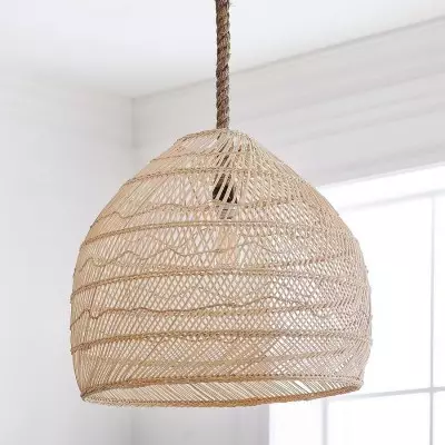 Laura Bohemian Style Bleached Rattan Pendant Light Laura Bohemian Style Bleached Rattan Pendant Light