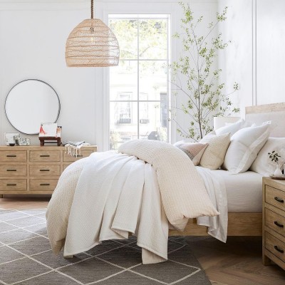 Laura Bohemian Style Bleached Rattan Pendant Light Laura Bohemian Style Bleached Rattan Pendant Light