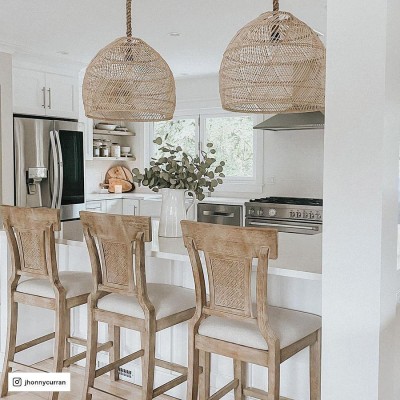 Laura Bohemian Style Bleached Rattan Pendant Light Laura Bohemian Style Bleached Rattan Pendant Light