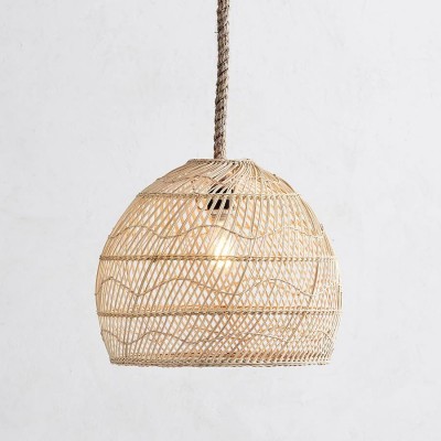 Laura Bohemian Style Bleached Rattan Pendant Light Laura Bohemian Style Bleached Rattan Pendant Light