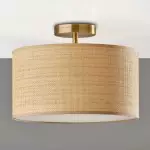 James Rustic Drum Woven Flush Mount Ceiling Light