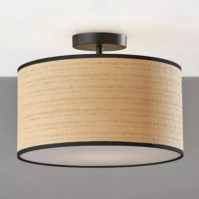James Rustic Drum Woven Flush Mount Ceiling Light James Rustic Drum Woven Flush Mount Ceiling Light